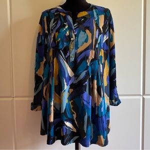 Roz & Ali print Black\Blue popover blouse